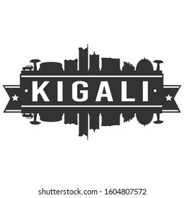 Kigali Rwanda Skyline. Banner Vector Design Silhouette Art. Cityscape Travel Monuments.