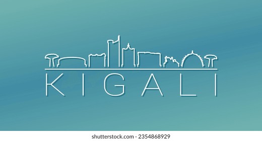 Kigali, Rwanda Skyline Linear Design. Flat City Illustration Minimal Clip Art. Background Gradient Travel Vector Icon.