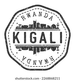 Kigali, Rwanda Stamp Skyline Postmark. Silhouette Postal Passport. City Round Vector Icon. Vintage Postage Design.