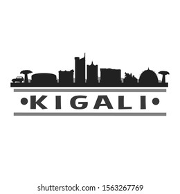 Kigali Rwanda Travel. City Skyline. Silhouette City. Design Vector. Famous Monuments.