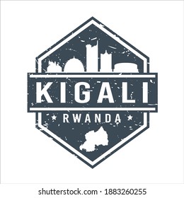 Kigali, Rwanda Travel Stamp Icon. Skyline City Design Tourism Diamond. Vector Illustration Grunge Clip Art Badge.