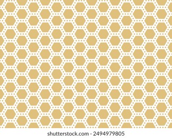 Kikko pattern.Japanese traditional pattern. Seamless Japanese pattern material.black Color: Gold version.