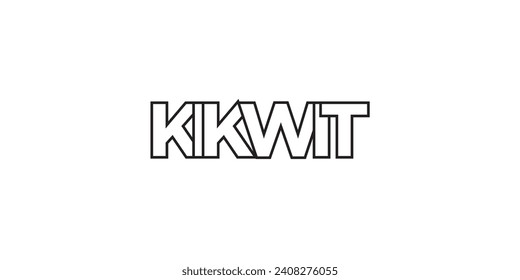 Kikwit in the Congo emblem for print and web. Design features geometric style, vector illustration with bold typography in modern font. Graphic slogan lettering isolated on white background.