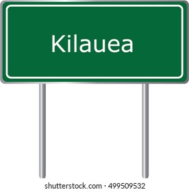 Kilauea , Hawaii , road sign green vector illustration, road table, USA city
