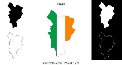 Kildare county outline map set