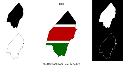 Kilifi county outline map set