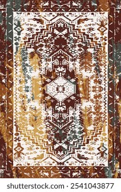 Kilim and Aztec Vector Pattern Rugs and Carpets with Grunge and distressed texture
