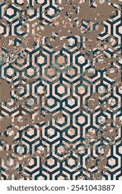 Kilim and Aztec Vector Pattern Rugs and Carpets with Grunge and distressed texture
