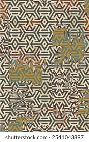 Kilim und aztekische Vektormuster Teppiche und Teppiche mit Grunge und gestresster Textur
