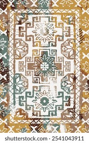 Kilim and Aztec Vector Pattern Rugs and Carpets with Grunge and distressed texture
