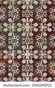 Kilim and Aztec Vector Pattern Rugs and Carpets with Grunge and distressed texture
