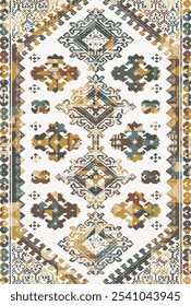 Kilim and Aztec Vector Pattern Rugs and Carpets with Grunge and distressed texture
