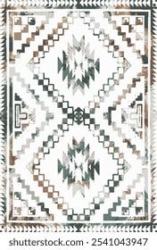 Kilim and Aztec Vector Pattern Rugs and Carpets with Grunge and distressed texture
