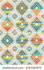 Kilim and Aztec Vector Pattern Rugs and Carpets with Grunge and distressed texture
