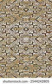 Kilim and Aztec Vector Pattern Rugs and Carpets with Grunge and distressed texture
