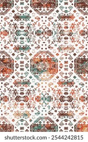 Kilim and Aztec Vector Pattern Rugs and Carpets with Grunge and distressed texture
