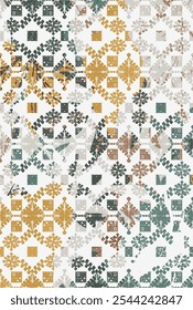 Kilim and Aztec Vector Pattern Rugs and Carpets with Grunge and distressed texture
