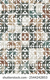 Kilim and Aztec Vector Pattern Rugs and Carpets with Grunge and distressed texture
