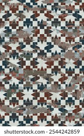 Kilim and Aztec Vector Pattern Rugs and Carpets with Grunge and distressed texture
