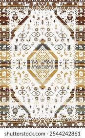 Kilim and Aztec Vector Pattern Rugs and Carpets with Grunge and distressed texture
