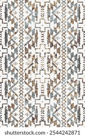 Kilim and Aztec Vector Pattern Rugs and Carpets with Grunge and distressed texture
