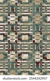 Kilim and Aztec Vector Pattern Rugs and Carpets with Grunge and distressed texture
