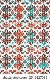 Kilim and Aztec Vector Pattern Rugs and Carpets with Grunge and distressed texture
