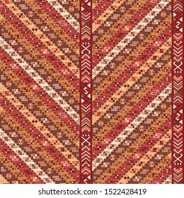 Kilim bohemian seamless pattern for printed fabrics in vector format, repeatable in rectangular shape.