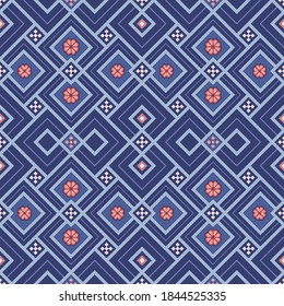 Kilim bohemian seamless pattern for printed fabrics in vector format, repeatable in rectangular shape. All element of the patterns are grouped and layer