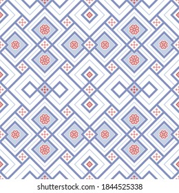 Kilim bohemian seamless pattern for printed fabrics in vector format, repeatable in rectangular shape. All element of the patterns are grouped and layer