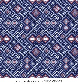 Kilim bohemian seamless pattern for printed fabrics in vector format, repeatable in rectangular shape. All element of the patterns are grouped and layer