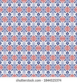 Kilim bohemian seamless pattern for printed fabrics in vector format, repeatable in rectangular shape. All element of the patterns are grouped and layer