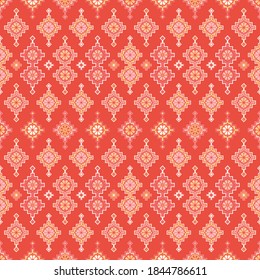 Patrón bohemio sin fisuras de Kilim para tejidos impresos en formato vectorial, repetible en forma rectangular. Todos los elementos de los patrones se agrupan y clasifican por cada color. Fácil de usar y editar para v