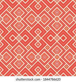 Kilim bohemian seamless pattern for printed fabrics in vector format, repeatable in rectangular shape. All element of the patterns are grouped and layered per each color. Easy to use and to edit for v