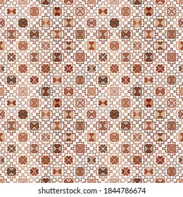 Patrón bohemio sin fisuras de Kilim para tejidos impresos en formato vectorial, repetible en forma rectangular. Todos los elementos de los patrones se agrupan y clasifican por cada color. Fácil de usar y editar para v