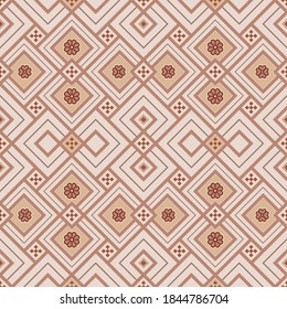 Kilim bohemian seamless pattern for printed fabrics in vector format, repeatable in rectangular shape. All element of the patterns are grouped and layered per each color. Easy to use and to edit for v