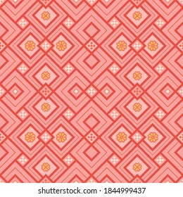 Kilim bohemian seamless pattern for printed fabrics in vector format, repeatable in rectangular shape. All element of the patterns are grouped and layered per each color. Easy to use and to edit for v