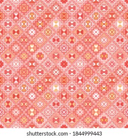 Kilim bohemian seamless pattern for printed fabrics in vector format, repeatable in rectangular shape. All element of the patterns are grouped and layered per each color. Easy to use and to edit for v