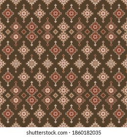 Kilim bohemian seamless pattern in vector format for printed fabrics or any other purposes. The pattern is tileable and easy to use.