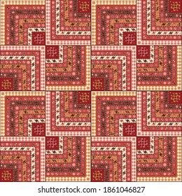 Kilim bohemian seamless pattern in vector format for printed fabrics or any other purposes. The pattern is tileable and easy to use.