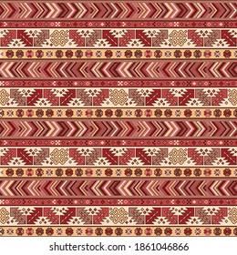 Kilim bohemian seamless pattern in vector format for printed fabrics or any other purposes. The pattern is tileable and easy to use.