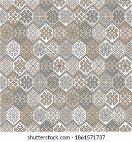 Kilim bohemian sin fisuras en formato vectorial para telas impresas o cualquier otro propósito. El patrón es labrado y fácil de usar.