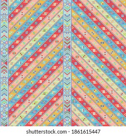 Kilim bohemian seamless pattern in vector format for printed fabrics or any other purposes. The pattern is tileable and easy to use.