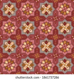 Kilim Böhm nahtloses Muster in Vektorformat für bedruckte Stoffe oder für andere Zwecke. Das Muster ist leicht zu bedienen.