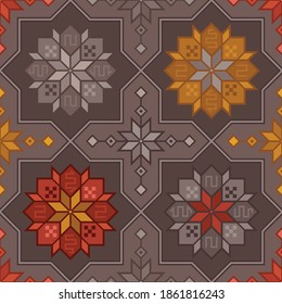 Kilim bohemian seamless pattern in vector format for printed fabrics or any other purposes. The pattern is tileable and easy to use.
 