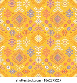 Kilim bohemian seamless pattern in vector format for printed fabrics or any other purposes. The pattern is tileable and easy to use.