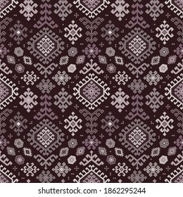 Kilim bohemian seamless pattern in vector format for printed fabrics or any other purposes. The pattern is tileable and easy to use.