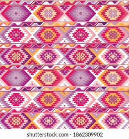 Kilim bohemian seamless pattern in vector format for printed fabrics or any other purposes. The pattern is tileable and easy to use.