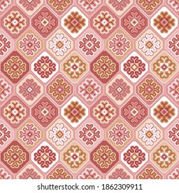 Kilim bohemian seamless pattern in vector format for printed fabrics or any other purposes. The pattern is tileable and easy to use.