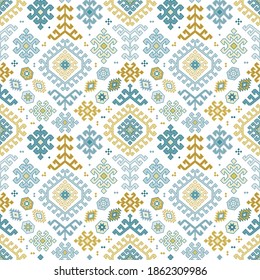 Kilim bohemian sin fisuras en formato vectorial para telas impresas o cualquier otro propósito. El patrón es labrado y fácil de usar.